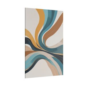 Close-up view of the Gold and Blue Abstract Flow Wall Art with sweeping curves and gold accents.