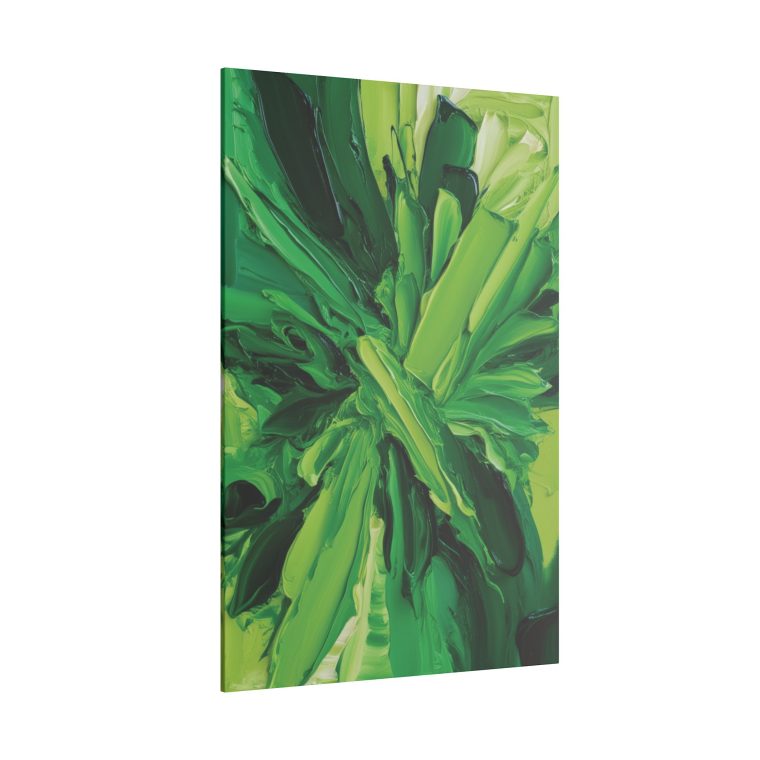 Lush Green Explosion Modern Oil Painting in Vibrant Hues - Image 10