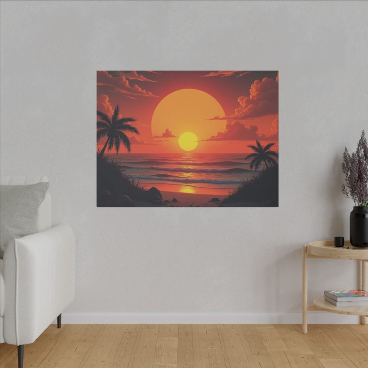 Painting Sunset With Sun Moon - Image 19