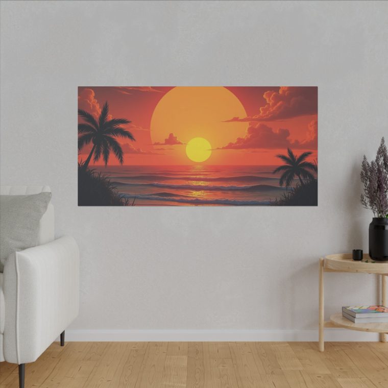 Painting Sunset With Sun Moon - Image 3