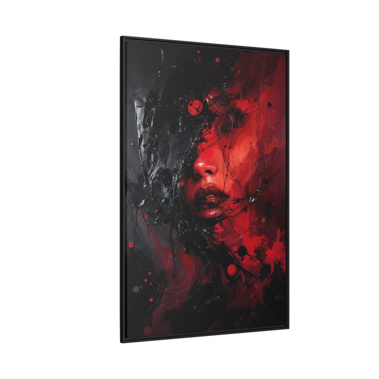 Dark Cherry Swirls Modern Abstract Canvas Wall Art - Image 2
