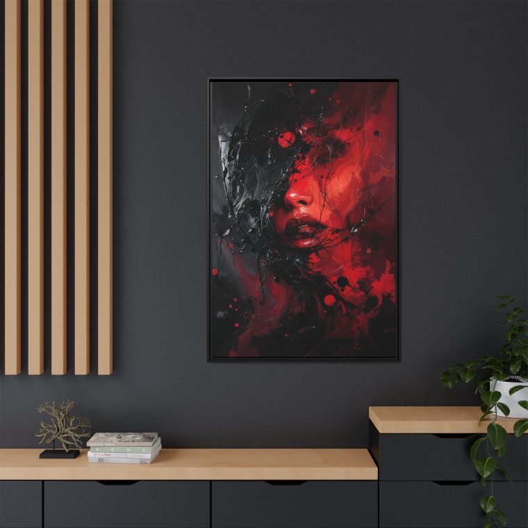 Dark Cherry Swirls Modern Abstract Canvas Wall Art - Image 12