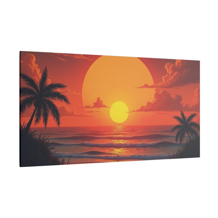 Painting Sunset With Sun Moon - Image 2